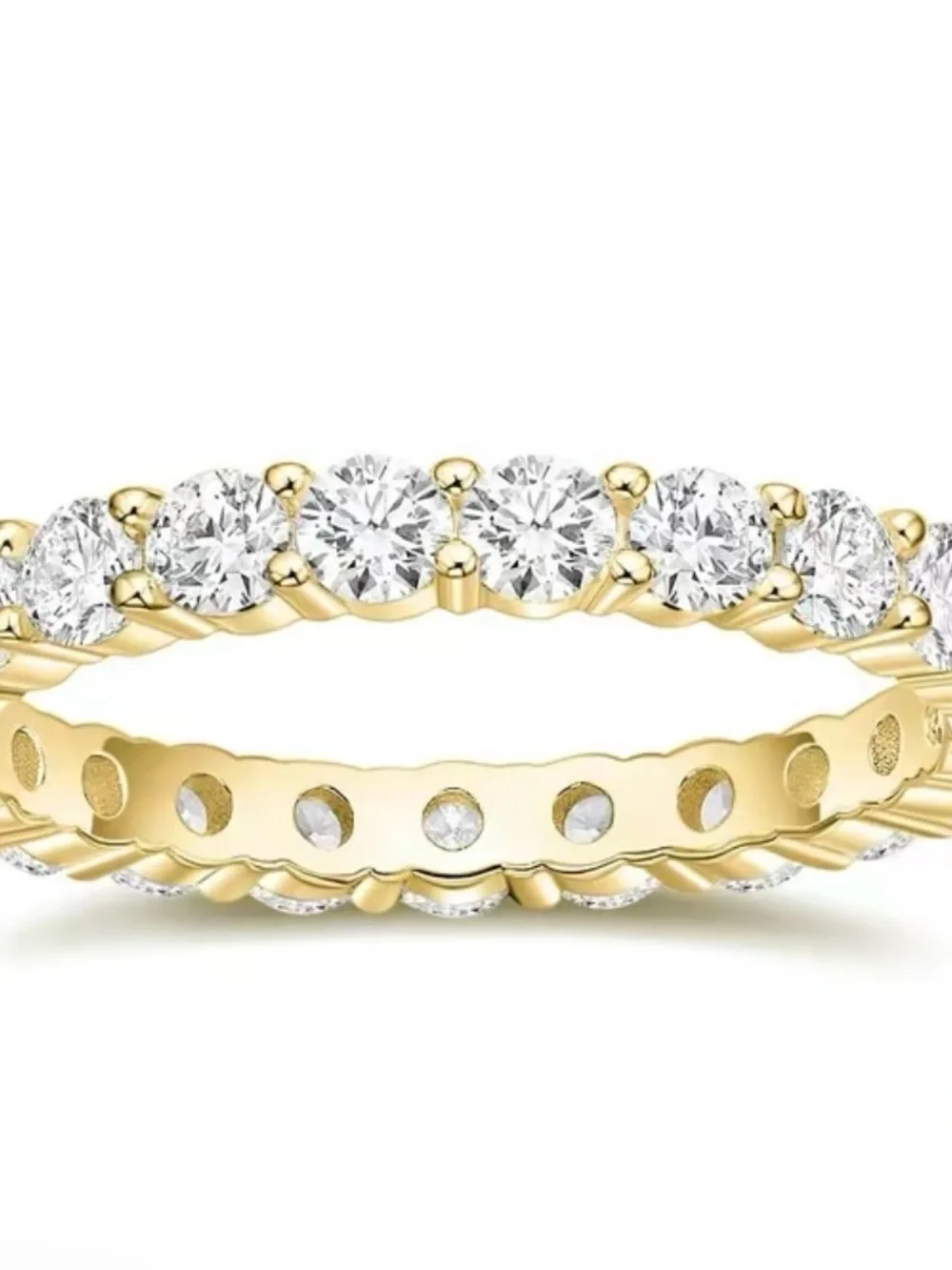 Gold Cubic Zirconia Oval Solitaire and Eternity Band Set - Gold - Picture 6 of 9
